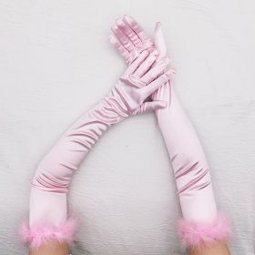 Women's Fashionable Simple Solid Colour Gloves (Option: Pink-One size)