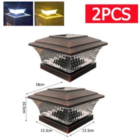 Solar Column Head Lamp Outdoor 5inch (Option: Bronze Warm White Light-2PCS)