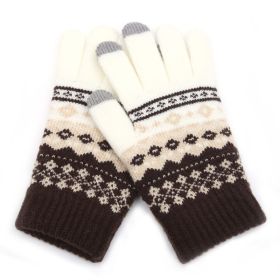 Winter Cashmere-like Fleece-lined Thermal Knitting Gloves (Option: White-Average Size)