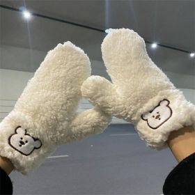 Cartoon Thickened Warm And Cold Gloves (Option: White-One size)