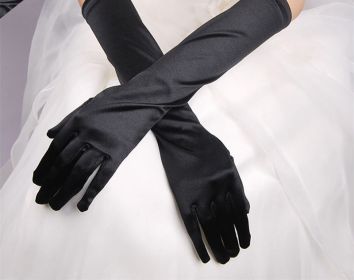 Bridal Gloves Wedding Dress Show Banquet (Color: Black)