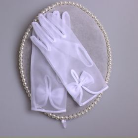 New Wedding Dress Korean Style Dress Gloves Lace Short (Color: White)