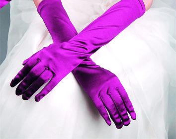 Bridal Gloves Wedding Dress Show Banquet (Color: Purple)