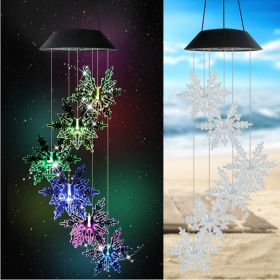 Outdoor Solar Wind Chime Lamp Hummingbird Butterfly Ball Wind Chime Garden Decoration (Option: Snowflake-Black shell lamp holder)