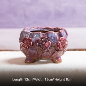 Rose Succulent Flower Pot Stoneware Korean Hand-kneading Breathable Ceramic (Option: V-12 √ó 12 √ó 8CM)
