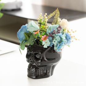 Ceramic Flower Pot Cartoon Character Skull (Option: Black-16CM)