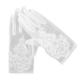 New Bride's Wedding Gloves Sunscreen Lace Hollowed Out (Color: Beige)