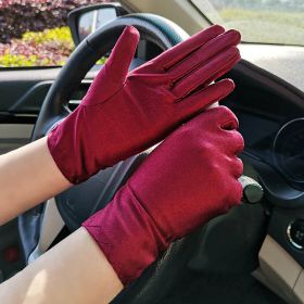 Summer Thin Type Sunscreen Gloves High Elastic Spandex (Option: Wine Red For Female-Free Size)