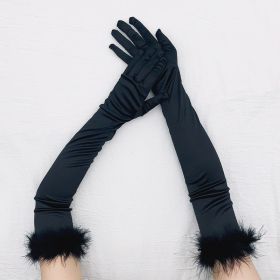 Women's Fashionable Simple Solid Colour Gloves (Option: Black-One size)