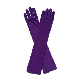 Milk Silk Stretch Holiday Party Dress-up Gloves (Option: Dark Purple-Average Size)