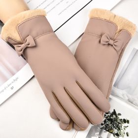 Women's Thermal Gloves New Fashion Versatile Touch Screen (Option: Khaki-One size)