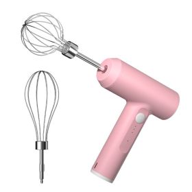 Wireless Electric Food Mixer Portable 3 Speeds Egg Beater Baking Dough Cake Cream Mixer Kitchen Tools (Color: Pink)