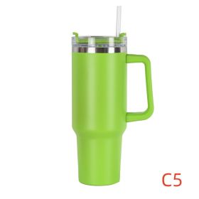 40 oz. With Logo Stainless Steel Thermos Handle Water Glass With Lid And Straw Beer Glass Car Travel Kettle Outdoor Water Bottle (Color: C5, Capacity: 1200ml)