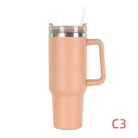 40 oz. With Logo Stainless Steel Thermos Handle Water Glass With Lid And Straw Beer Glass Car Travel Kettle Outdoor Water Bottle (Color: C3, Capacity: 1200ml)