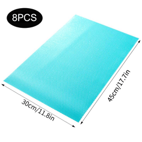 4 /8/12Pcs Refrigerator Liners; Washable Mats Covers Pads; Home Kitchen Gadgets Accessories Organization For Top Freezer Glass Shelf Wire Shelving Cup (Color: Blue-8pcs)