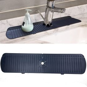 1pc Faucet Sink Splash Guard Mat, Silicone Faucet Water Catcher Mat Cover, Sink Draining Pad Behind Faucet, Gray Black Silicone Drying Mat For Bathroo (Color: Black, size: L)