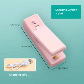 1pc Mini Household Portable Sealing Machine, Hand Pressure, Heat Sealing Machine, Food, Snacks, Plastic Bag Sealing Machine (Battery Not Included) (Style: Rechargeable - Pink, Color: Random Color)