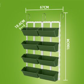 Balcony Planting Basin Hanging Jardiniere Combination Rectangular (Option: Army Green Flowerpot-One Set)