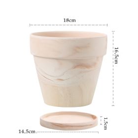 Gradient Macchiato Red And White Pottery Natural Pot Vegetarian Burning Breathable And Absorbent Large Type Green Plants Meaty (Option: A sytle 18cm-Without pallet)