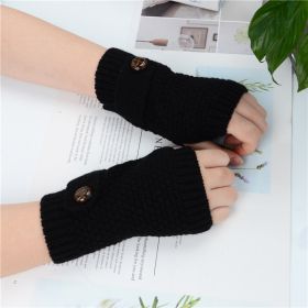 Half Fingerless Gloves In Autumn And Winter (Option: Black-One size)