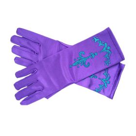 Children's Fashion Simple Printed Satin Gloves (Option: Purple-One size)