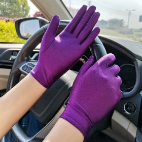 Summer Thin Type Sunscreen Gloves High Elastic Spandex (Option: Women's, Purple-Free Size)