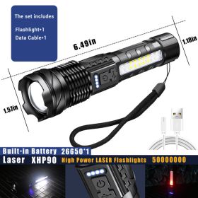 White Laser Waterproof Strong Light Flashlight (Option: Black 1500ma)