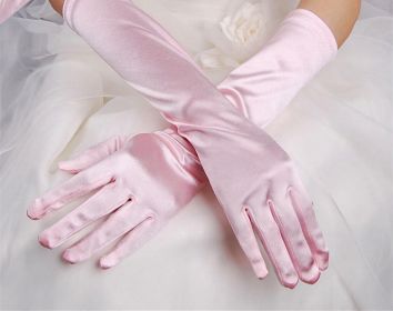 Bridal Gloves Wedding Dress Show Banquet (Color: Pink)