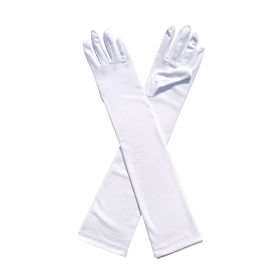 Milk Silk Stretch Holiday Party Dress-up Gloves (Option: White-Average Size)