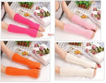 Sleeves Korean Knitted Women's Thermal Insulation (Option: Orange Pink RoseRed White set-One size)