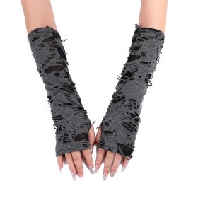 Halloween Black Grey Punk Style Cos Costume Props Finger Gloves (Option: Grey black-38x10CM)