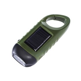 Outdoor Hand-cranked Power Generation Led Flashlight Strong Light Solar USB Charging (Option: Power bank olive green)