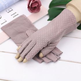 Summer Sun Protection Half Finger Gloves UV Protection Ultra-thin Driving (Option: Little Half Finger Dark Purple-Average Size)